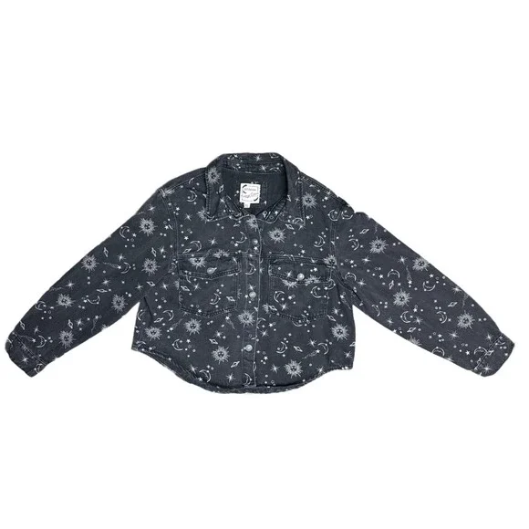 STOOSH Vintage Denim Jacket – Celestial Sun & Moon Print – Size Juniors XL - Picture 7 of 8